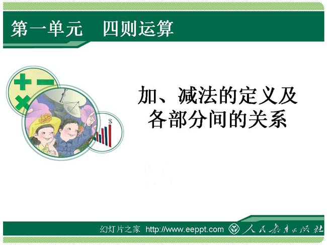 加减法的定义及各部分间的关系ppt模板免费下载